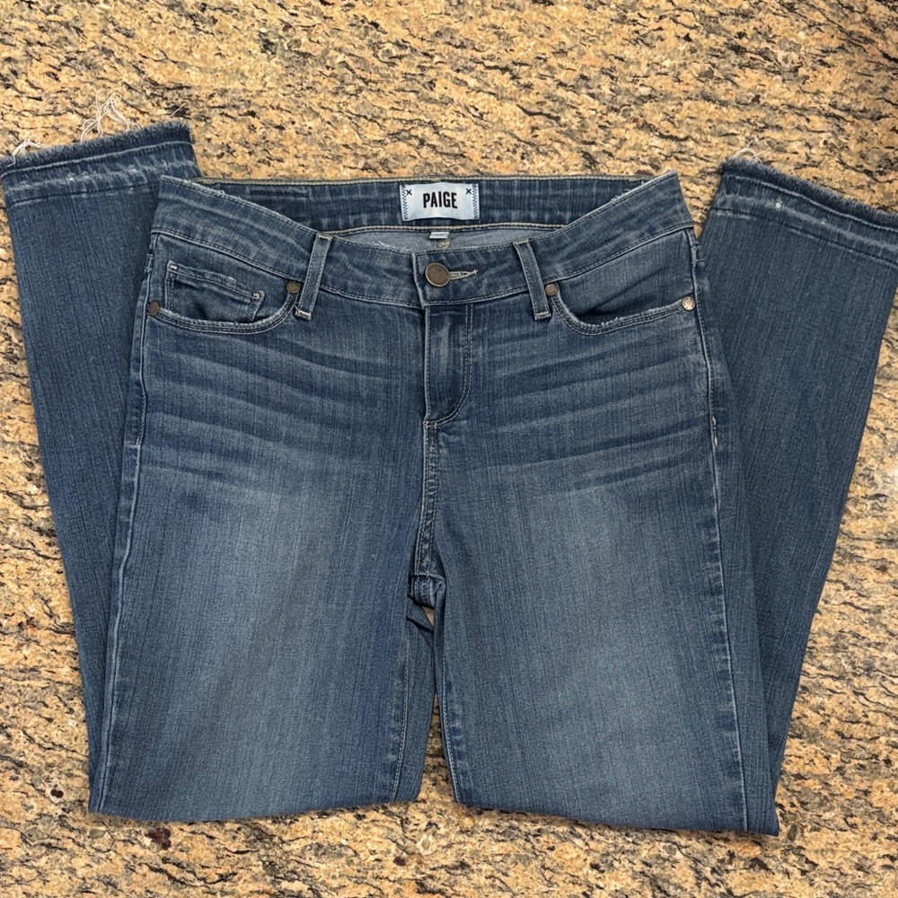 PAIGE Verdugo Crop Skinny Jeans Size 26 Raw H‘em Dark Wash Womens
